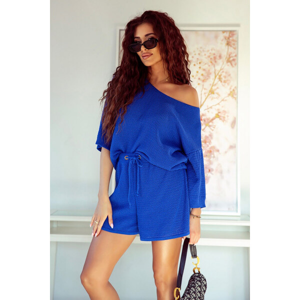 Fashionweek Dámska súprava z mäkkej pletenej bavlny Top + šortky JK 51181518