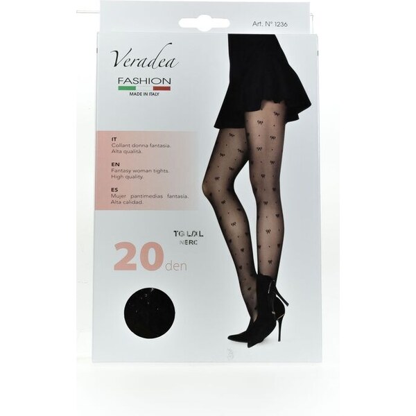 JOHN-C Dámske čierne mašličkové silónky SOFIA 20 DEN 51194906