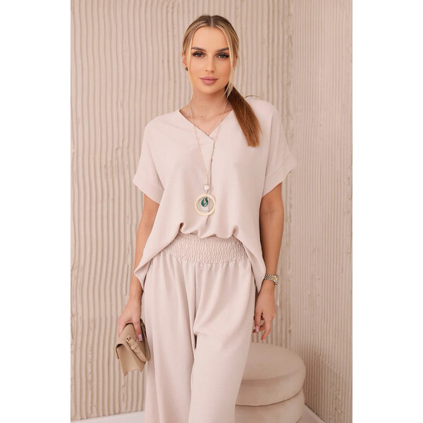 Fashionweek Talianska súprava blúzka a nohavice s náhrdelníkom K6433 51218012