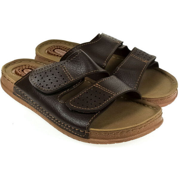 JOHN-C Pánske hnedé šľapky KAROL 51218103