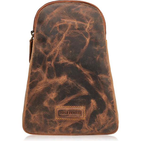 Paolo Peruzzi Pánsky kožený batoh na jedno rameno T-118-HBR | hnedá T 51237638