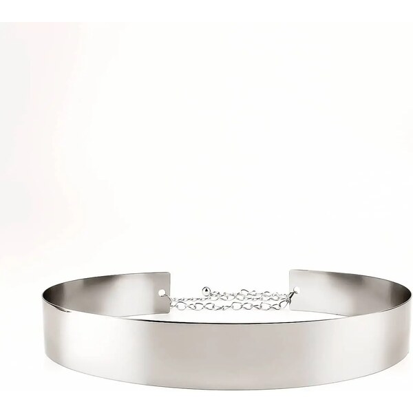 Vytvarovaný kovový opasok s reťazou strieborný 51238182