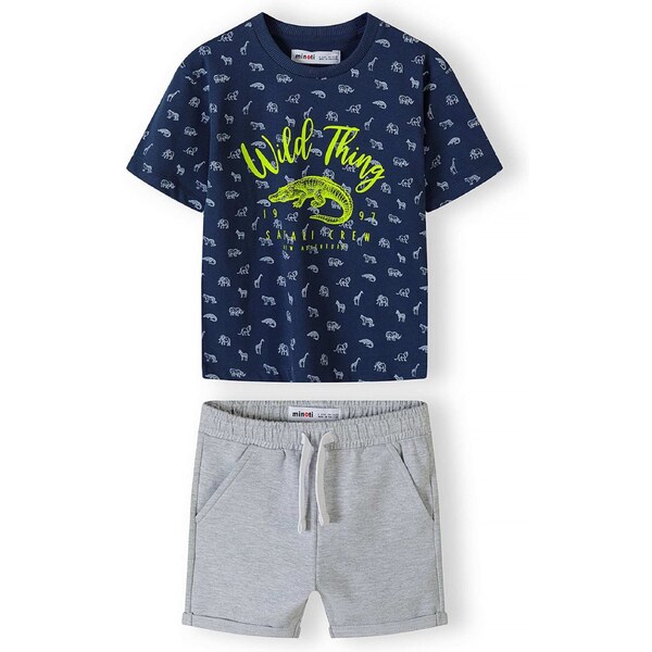 MINOTI Set tmavomodrá / sivá melírovaná / limetová 54343103