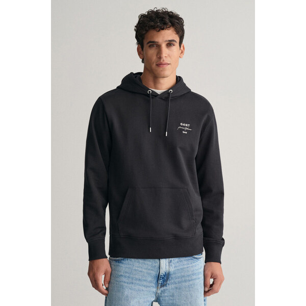 MIKINA GANT LOGO SCRIPT HOODIE BLACK 48836891