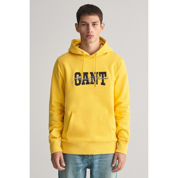 MIKINA GANT ARCH SCRIPT HOODIE SMOOTH YELLOW 49096555