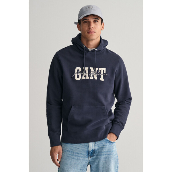 MIKINA GANT ARCH SCRIPT HOODIE EVENING BLUE 49374934