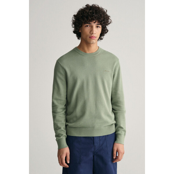 SVETER GANT TEXTURED COTTON C-NECK KALAMATA GREEN 49374958