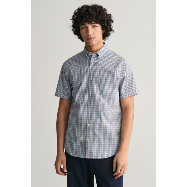 KOŠEĽA GANT REG POPLIN MICROCHECK SS SHIRT DOVE BLUE 50156106