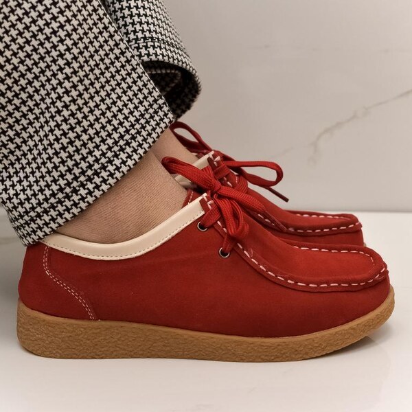 JOHN-C Dámske kožené červené poltopánky ANTONELLA 51301694