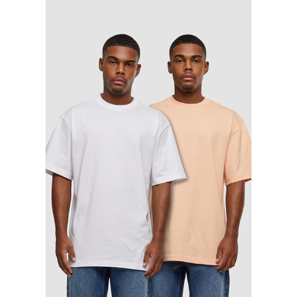 Urban Classics Mens T-shirts UC Tall Tee 2-Pack - orange+white 50561944