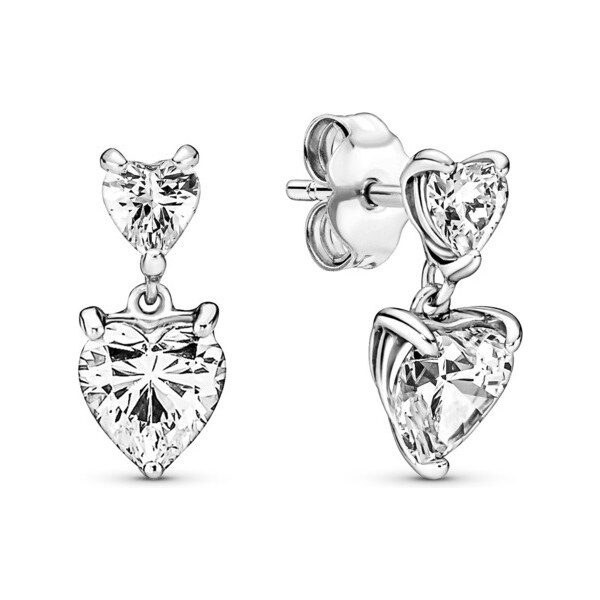 Pandora Nežné strieborné náušnice so zirkónmi Srdce Timeless 291199C01 66583192