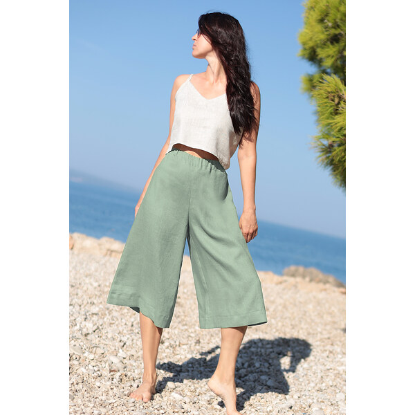 Lotika Dámske trojštvrťové nohavice zo 100% lanu 51455706