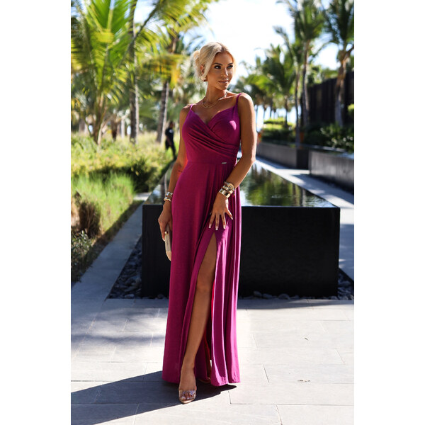 miadresses.sk Purpurové trblietavé šaty na ramienka 51455929