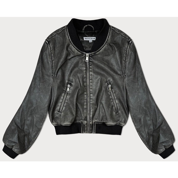 NEW COLLECTION Šedá bunda bomber z ekokože (TT042) 51477125