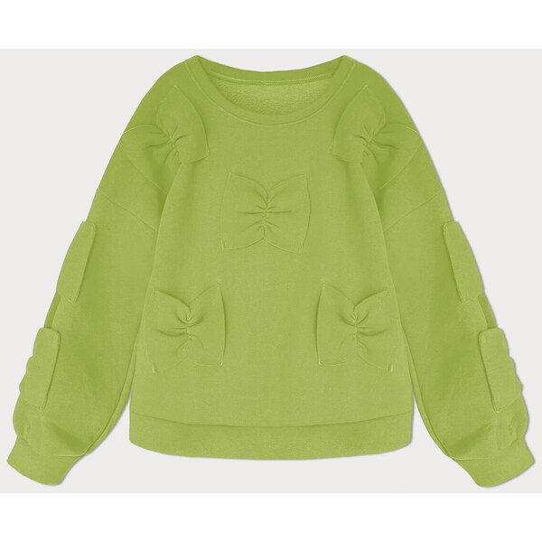 MADE IN ITALY Dámska teplá mikina v limetkovej farbe s mašľami (23999) 51477177