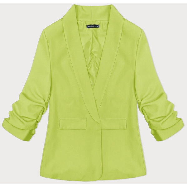 MADE IN ITALY Tenká bunda limetkovej farby s nariasenými rukávmi (22 51477355