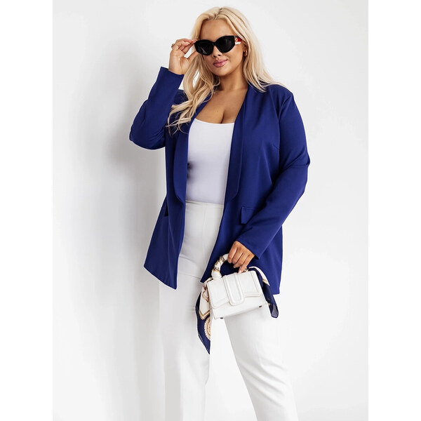 Moon Tmavomodré klasické dámske sako nadmernej veľkosti (8275) 51477758