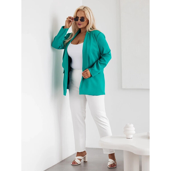 Moon Dámske sako Classic Plus Size v námornej farbe (8275) 51477760