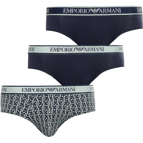 Pánske nohavičky 3Pack 112132 4R717 tm. modrá so zelenou - Emporio 51500649