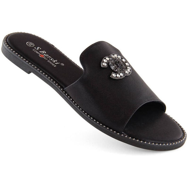Pohodlné žabky so zirkónmi S.Barski W OLI258A black 51501342