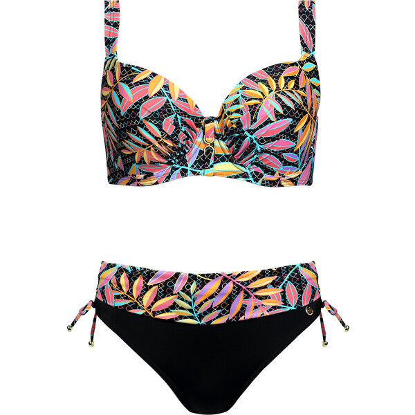 Dámske dvojdielne plavky Palermo 5 S995PA5-2 Black with Leaves - Self 51500992