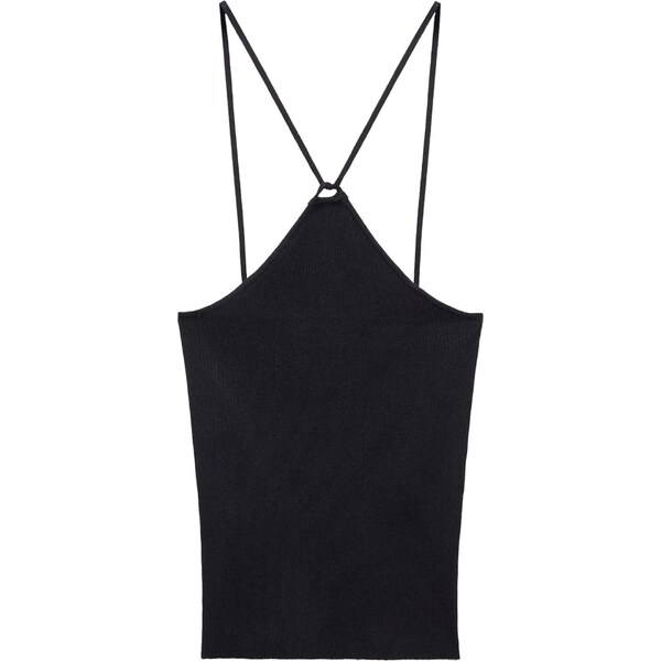 MANGO Vyšívaný top ANGELINA čierna 54351855