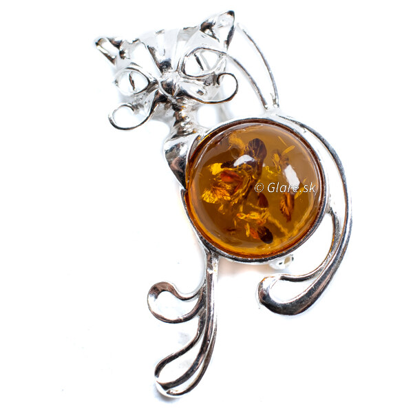 Strieborná jantárová brošňa Glare 25 51007828