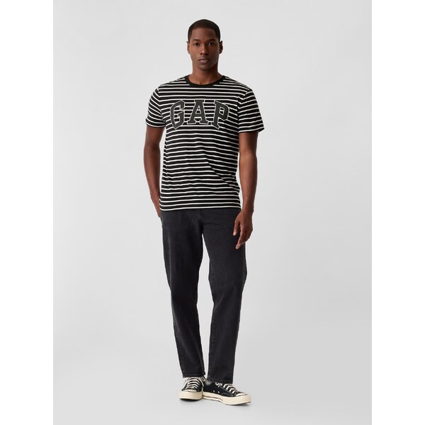 Čierne pánske pruhované tričko s logom GAP 53880595