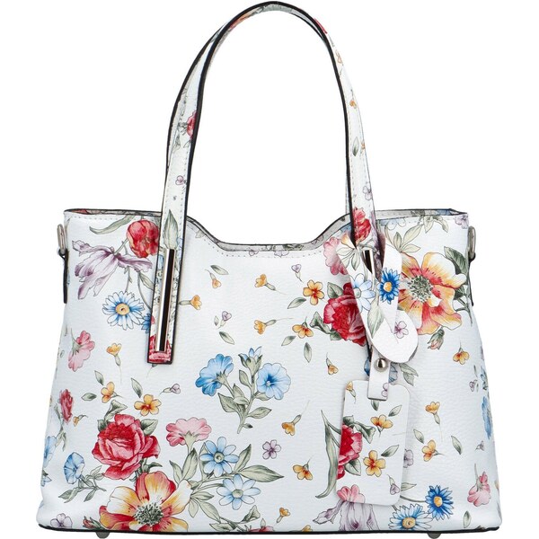 Delami Vera Pelle Dámska kožená kabelka biela/kvety - Delami Diyora 52157268