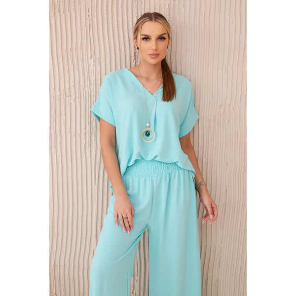 Fashionweek Talianska súprava blúzka a nohavice s náhrdelníkom K6433 52026895