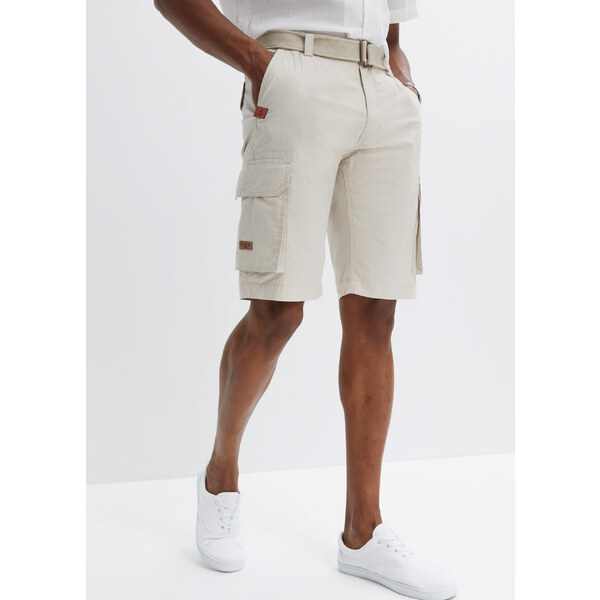 bonprix Kapsáčové bermudy s opaskom, Regular Fit, farba šedá 44797150