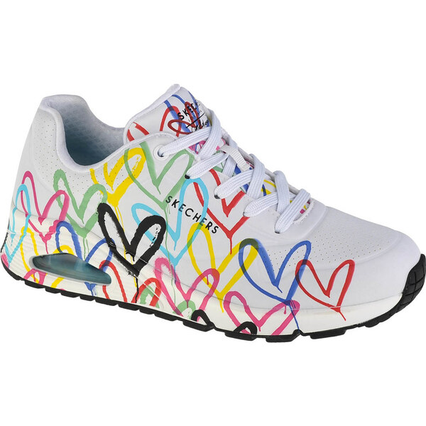 Biele dámske tenisky Skechers Uno - Spread The Love s farebným motívom 52672908