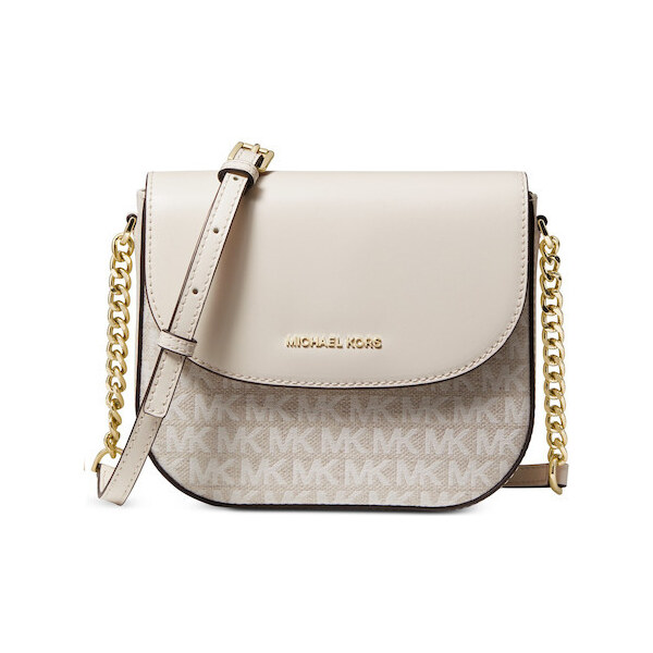 Michael Kors Jacquard Signature Dome Crossbody Natural Cream Gold 63717779