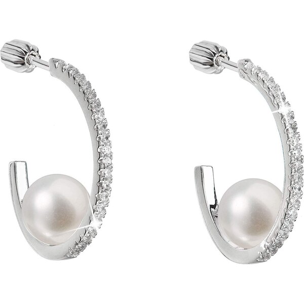 Evolution Group Strieborné náušnice kruhy s pravými perlami Pavona 66591799