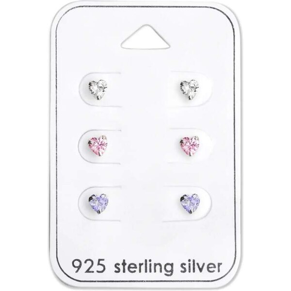 Glory set detských strieborných náušníc na karte Srdce 52412541