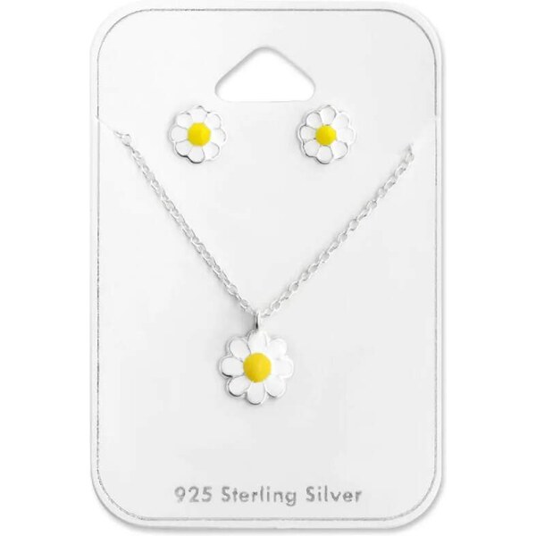 Glory strieborný set detský náhrdelník a náušnice na karte Sedmokráska 52412544