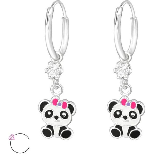 Glory detské strieborné visiace náušnice Panda 52416061