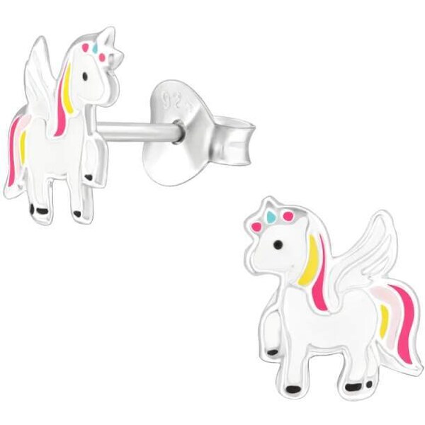 Glory detské strieborné náušnice lietajúci Jednorožec 52416064