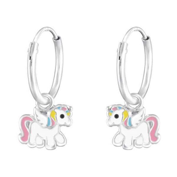 Glory detské strieborné náušnice kruhy Jednorožec 52416065