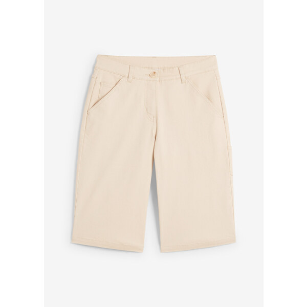 bonprix Bermudy, bavlnené, po kolená, Utility detaily, farba béžová 52417441