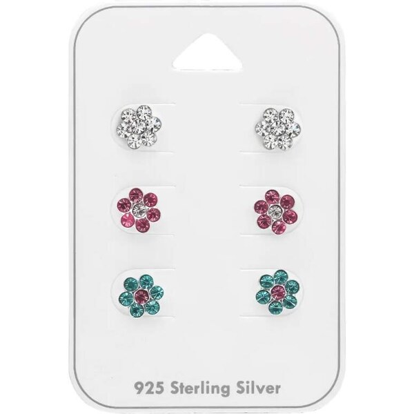 Glory set detských strieborných náušníc na karte Kvet so zirkónmi 52418302