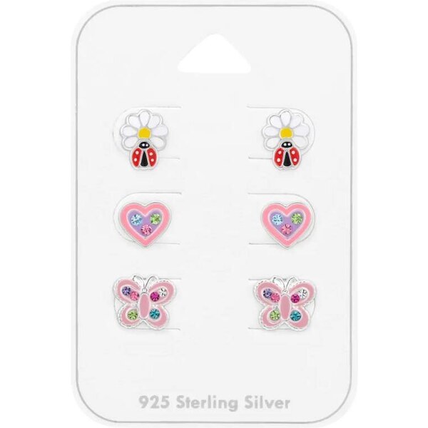 Glory set detských strieborných náušníc Hmyz a Srdce 52418305