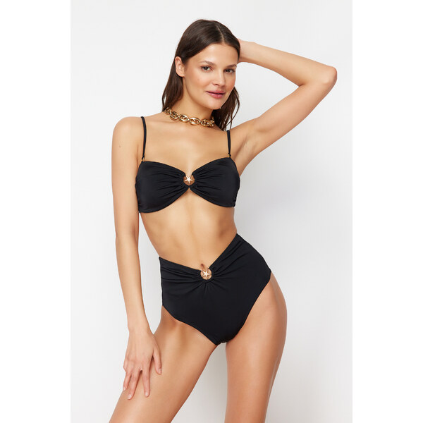 Trendyol Black Premium Accessorized High Waist Hipster Bikini Bottom 57754779