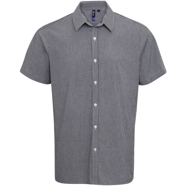 Pánska bavlnená košeľa s drobným kockovaným vzorom Premier krátky 62678979