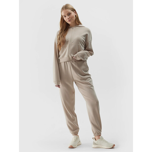 Womens jogger sweatpants with the addition of modal 4F - beige 52465309