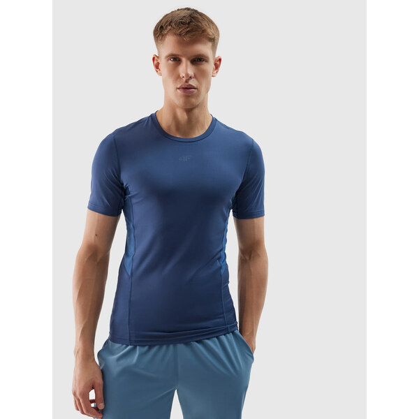 Mens slim sports T-shirt made of recycled 4F materials - denim 52484152