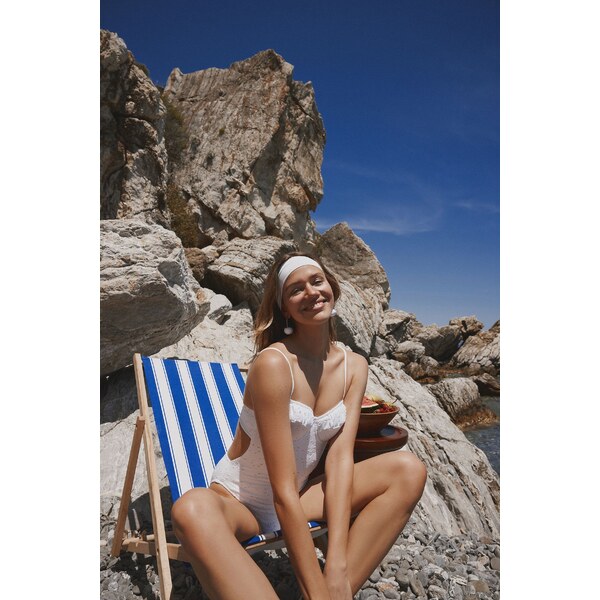 Trendyol White V-Neck Tie-Up Premium Fabric Regular Swimsuit 50579329