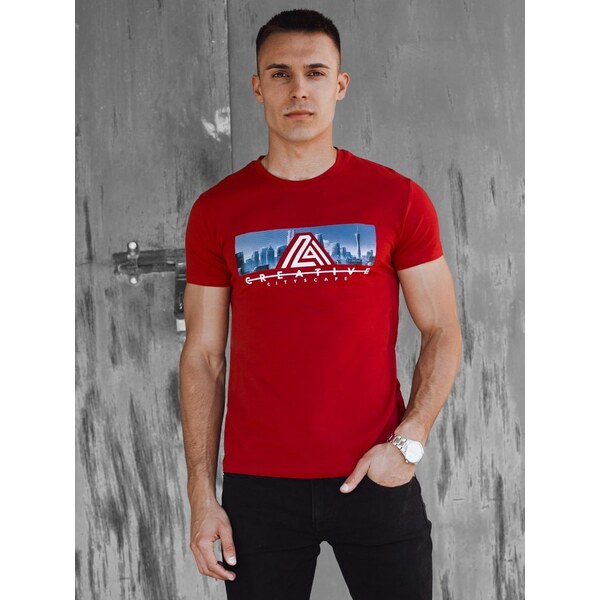 Dstreet Moderné červené tričko s popisom 52495882