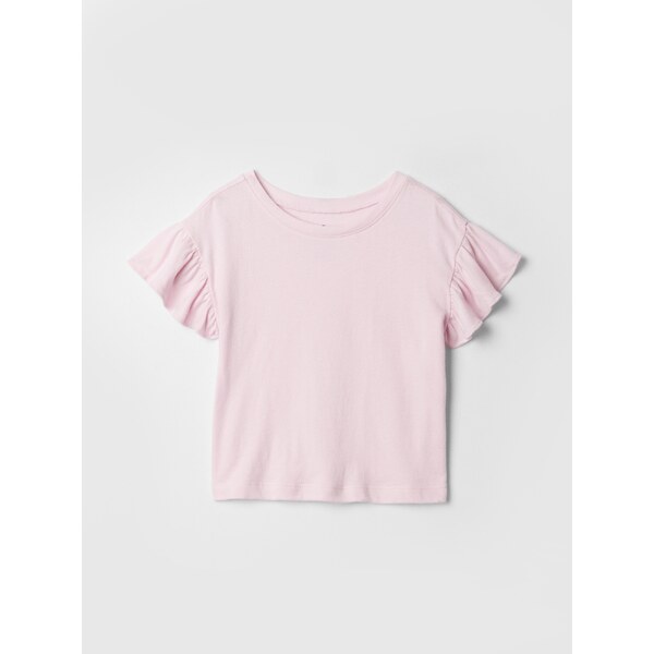 Ružové dievčenské vzorované tričko s volánikmi GAP 52521207