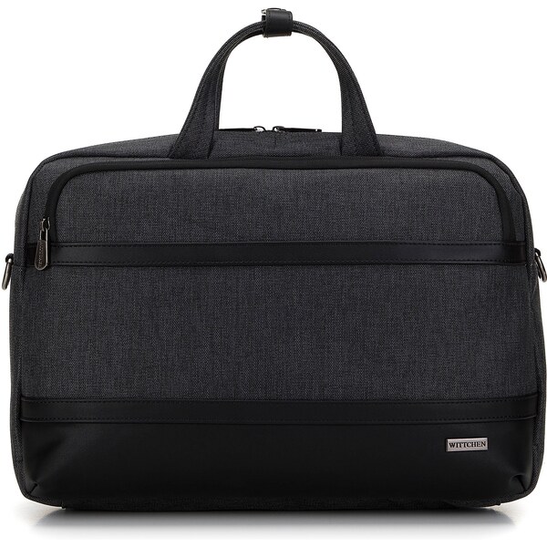 Wittchen Pánska taška na 15,6 notebook s lemom z ekokože, čierna 98-3P 52516439